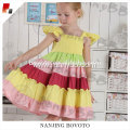 Wholesale flutter sleeve smocked kids dress